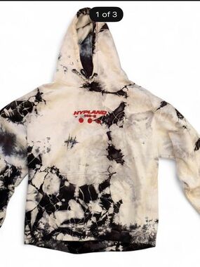 Hypland Tie-Dye Black & Cream Logo Hoodie - Men